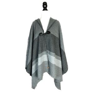 Roots Canada Poncho Blanket Wrap Shawl Gray One Size